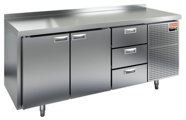 Холодильный стол HICOLD SN 113 BR2 TN, бок, 3 ящика, 2 двери (-2...+10°С)